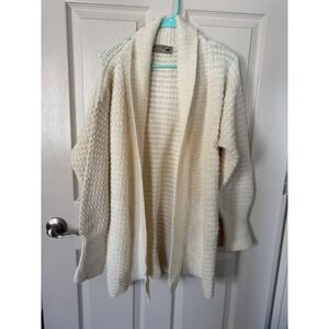 Peruvian Link Alpaca Cardigan Open Front Knit Sweater Cream‎ Cozy ep